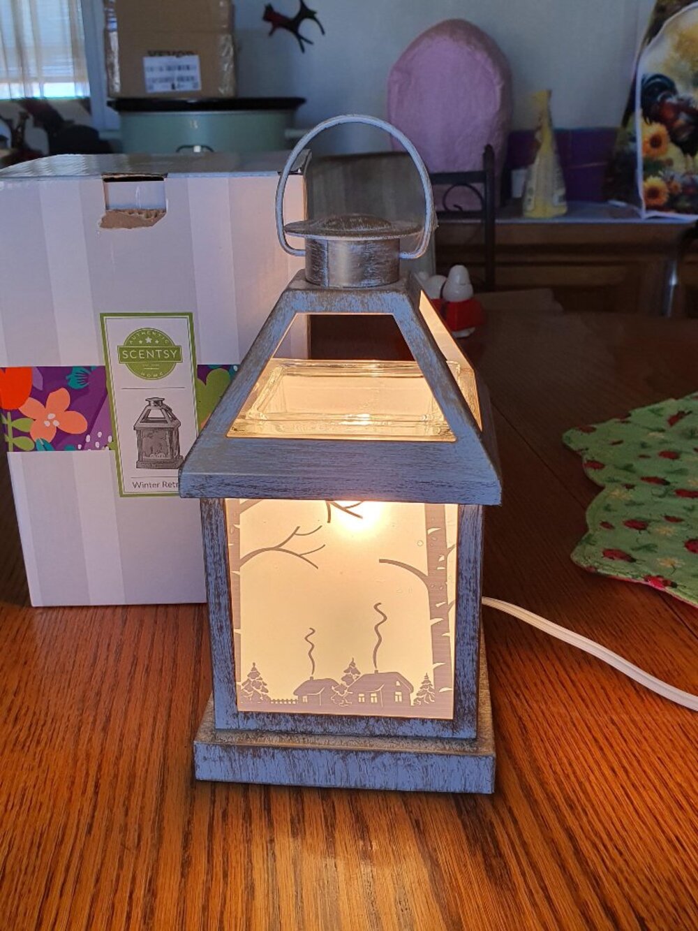 Winter Retreat Scentsy Warmer Vintage Inspired Lantern Winter 9.5" Tall